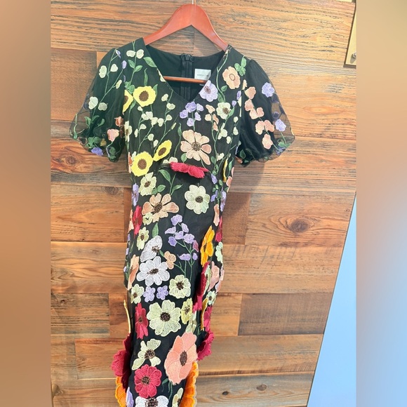 Adelyn Rae Multicolor Floral Mini Dress, 3D Flowers, NEW - Picture 9 of 16